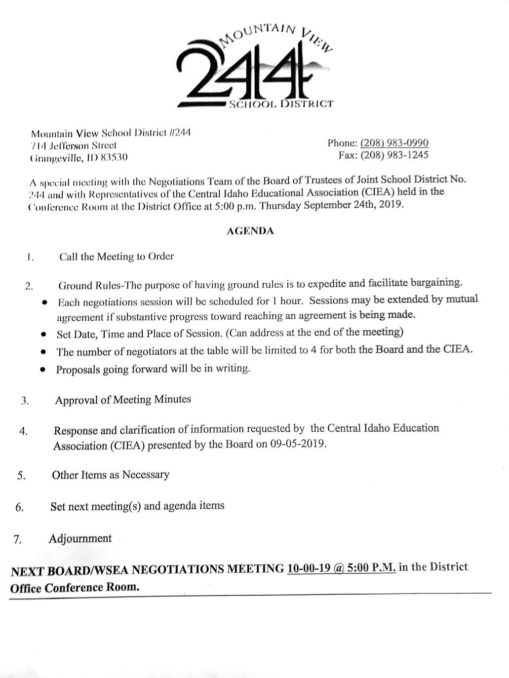 MVSD agenda